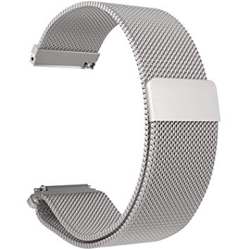 TenYun for Vivoactive 3 Band, Replacement Quick Release Magnetic Milanese Loop Stainless Steel Metal Strap 20mm Band with Magnetic Closure Clasp for Garmin Vivoactive 3(20mm)