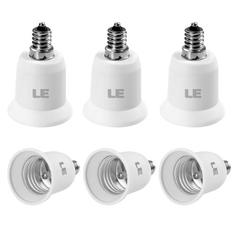 LE® Candelabra Screw E12 to E26 Light Socket, Bulb Base Adapter Converter, Light Socket Adapter, Convert Chandelier Socket E12 to Medium Socket E26, Light Bulb Socket, Pack of 6 Units