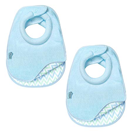Tommee Tippee Closer to Nature Comfi-Neck Reversible Soft Baby Bib with Padded Collar, 0  Months - Blue, 4 Pack