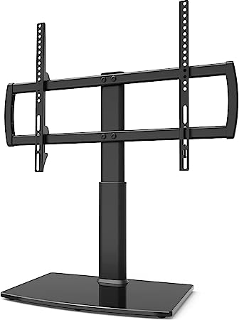 Universal TV Stand/Base Tabletop TV Stand with Bracket Mount for 32 to 70 inch 4 Level Height Adjustable, Heavy Duty Tempered Glass Base, Holds up to 45kgs Screens, HT03B-002P