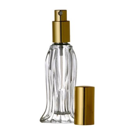 Fancy Glass Perfume Bottle Purse/Travel Atomizer with Gold Cap .06 oz
