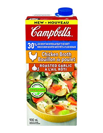 Campbell's Roasted Garlic Chicken Broth, Less Sodium, 900ml