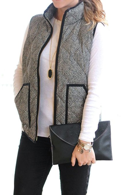 Merokeety Women's Slim Fall Quilted Herringbone Puffer Vest with Zipper