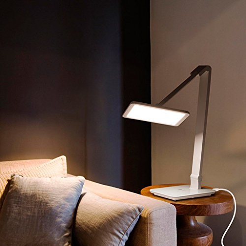 Excelvan Smart Touch LED Desk Lamp,Dimming Color Temperature Control,Touch-Sensitive Controls,USB Charging,Large Emitting Panel,Eye-caring,Multiple Angles and Positions (White)