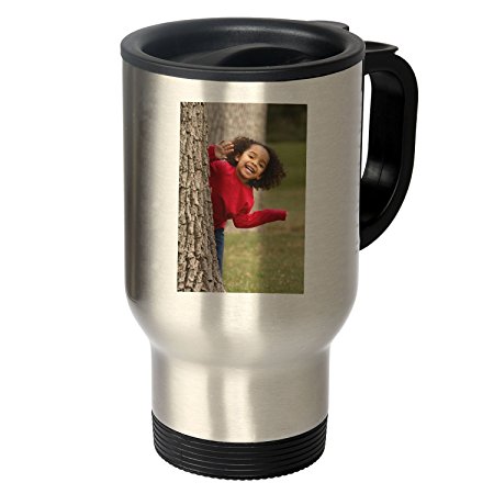 RitzPix Custom Travel Mug​ 14oz Stainless Steel With Lid, Add Your Own Personalized Photo And Text