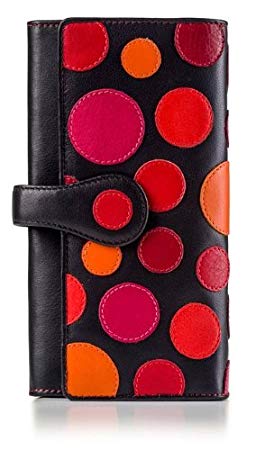 Visconti P2 Neptune Soft Womans' Leather Wallet / Purse with Polka Dots (Very Berry)