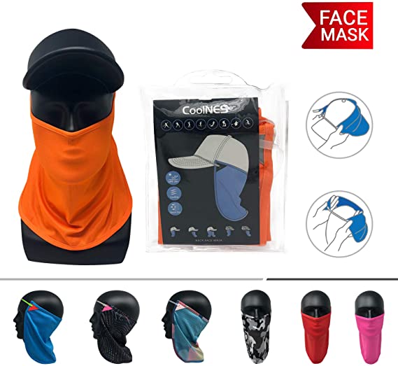 CoolNES UV Face Mask or Neck Sun Shield | 1 Product 2 Uses | Removable Universal Fit Headband   Flap | Cap | Hat | Bike | Ski | Hard Hat Helmets UPF 50  Patented Multifunctional Headwear