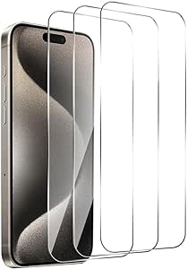 Screen Protector for iPhone 15 [3-Pack], 9H Hardness Screen Protector Tempered Glass for iPhone 15 (6.1 Inch) [Bubble-free, Anti-scratch]- Ultra HD Screen Guard Saver Shield Film