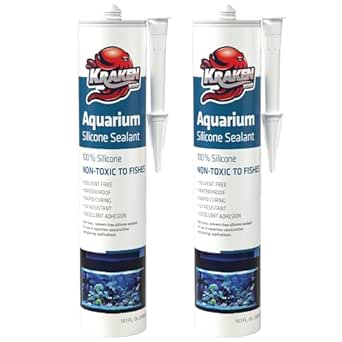 Kraken Bond Aquarium Silicone Sealant Clear - (2x10.1 fl. oz.) 100% Waterproof Aquarium Safe Silicone, Non-Toxic Fish Tank Safe Sealant, Fast Curing and Strong Adhesion, 2 Pack