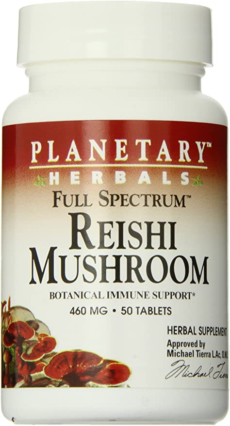 Planetary Herbals Full Spectrum Reishi Mushroom Tablets, 460 mg, 50 Count