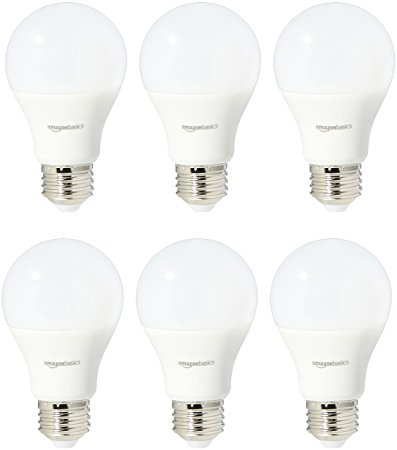 AmazonBasics 60 Watt Equivalent, Soft White, Non-Dimmable, A19 LED Light Bulb - 6 Pack