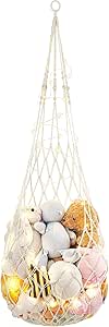 Mkono Stuffed Animal Net or Hammock One-Hook Hanging Toy Organizer Macrame Plush Net Wall and Ceiling Hanging Stuffed Animals Storage Display for Nursery Kid Room Playroom