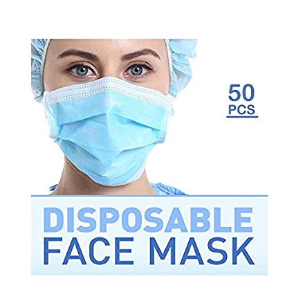 50 Pack - Disposable, Breathable 3 Layer, Earloop