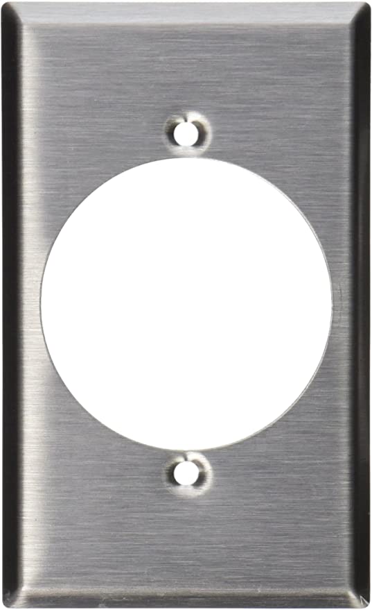 Leviton 003-84028 Receptacle Standard Size Wall Plate, 1 Gang, 4-1/2 In L X 2-3/4 In W 0.187 In T, Smooth, Stainless steel