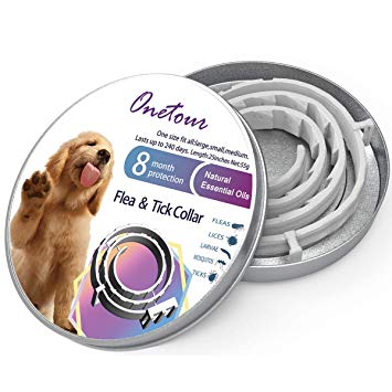 Flea and Tick Collar for Dogs/Cats, Natural and Hypoallergenic Flea and Tick Collar for Dogs and Cats, One Size Fits All, 8 Month Protection