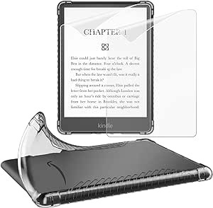 MoKo [2-Pack Screen Protector and Case for 6.8" Kindle Paperwhite (11th Generation-2021) and Kindle Paperwhite Signature Edition, Slim Soft TPU Case with Anti-Glare Premium PET Matte Protective Film