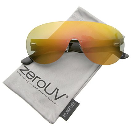 zeroUV - Futuristic Rimless Frame Mono Lens Aviator Shield Sunglasses 71mm