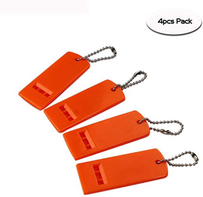 RAYVENGE Flat Safety Whistle with Small Chain for Camping, Hiking, Boating, and Kayaking for Rescue Signaling Emergency Survival
