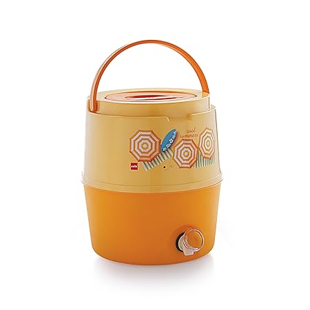 Cello Kool Star Plastic Insulated Water Jug, 10 litres, Orange