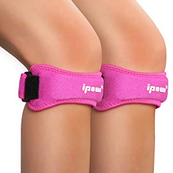 IPOW 2 Pack Knee Pain Relief & Patella Stabilizer Knee Strap Brace Support for Hiking, Soccer, Basketball, Running, Jumpers Knee, Tennis, Tendonitis, Volleyball & Squats