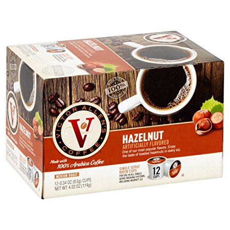 Victor Allen's Coffee 12-Count Single Serve Cup for Keurig K-Cup Brewers Hazelnut, Medium Roast, 12 Count