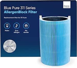 BLUEAIR Blue Pure 311 Auto Series AllergenBlock Filter, Genuine Replacement Blueair Filter, Allergies Pollen Dust Pet Dander, Blue Pure 311 Auto Series AllergenBlock Filter Fits 311 Auto Air Purifier