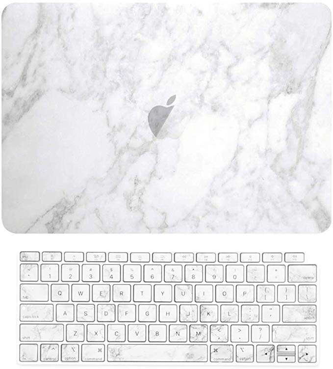 TOP CASE MacBook Air 13 Inch A1932 Case 2019 2018 Release A1932, 2 in 1 Signature Bundle Graphics Hard Case   Keyboard Cover Compatible MacBook Air 13" Retina Display fits Touch ID, Marble White