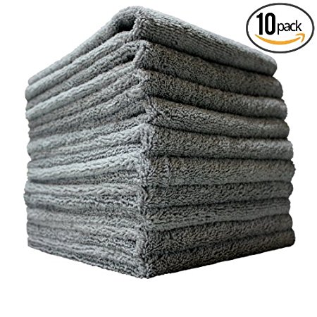 (10-Pack) THE RAG COMPANY 16 in. x 16 in. Professional Edgeless 365 GSM Premium 70/30 Blend METAL POLISHING & DETAILING Microfiber Towels "The Miner"