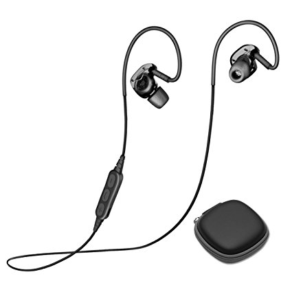 AINEED Wireless Headphones, Bluetooth 4.1 Lightweight Stereo In-ear Earbuds with NANO Coating Sweatproof IPX5 Sports Headset with Crystal Housing & Built-in Mic (black)
