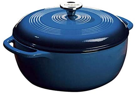 Lodge 6 Quart Enameled Cast Iron Dutch Oven. Blue Enamel Dutch Oven (Blue)