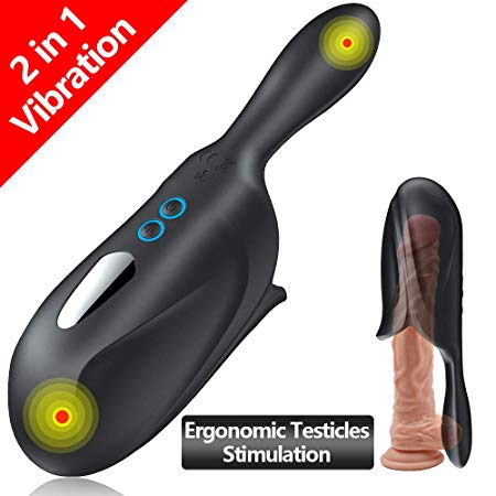 Penis Trainer Male Masturbator Cup Dual Motors,CHEVEN Penis Training Tool with Glans & Testicles Stimulation 10 Vibrating Modes,Masturbation Massager Adult Sex Toys for Men Prolong Sexual Endurance