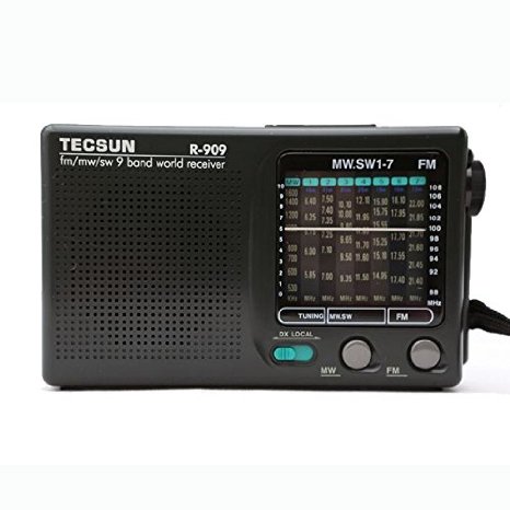 Allnice® Portable R-909 High Sensitivity FM / MW / SW FM AM Shortwave 9 Band Stereo World Receiver Radio with Speaker Dual Power Supply