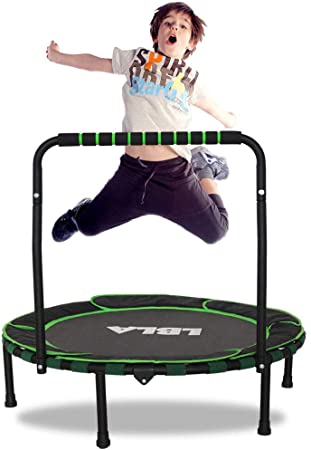 LBLA 36-Inch Trampoline for Kid Foldable Children Trampoline with Adjustable Handrail Safty Padded Cover Indoor/Outdoor Use for Child Age 3