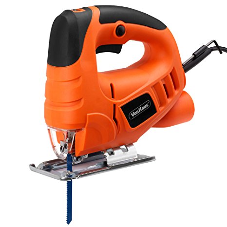 VonHaus Compact 400W Pendulum Electric Jigsaw | Variable Speeds, Splinter Guard, Dust Extraction Port & 3 Blades - Free 2 Year Warranty