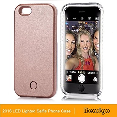 iPhone6 Plus Illuminated Case(5.5 Inch),New LED Light Up Luminous (Dimmable) Cell Phone Case by Readgo,Great for Selfies Facetime Rechargeable Flashlight (Rose Gold)