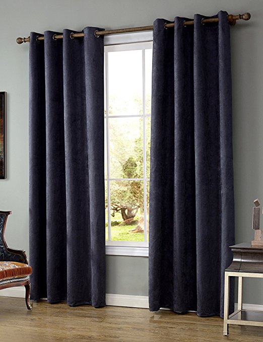 LOHASCASA Soundproof Window Curtains Insulating Blackout Curtain Clips Living Room Darkening 1 Panel (52 By 84 Inch Eggplant Purple)