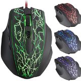 Gaming Mouse iKross G1 2500 DPI Programmable Gaming Mouse - 4-Color LED Backlit  6 Buttons  Omron Micro Switches Ultra Polling 125-1000Hz USB Wired Braided Cable  Optical Sensor Macro Recorder
