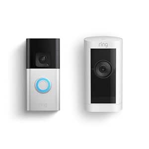 Ring Battery Doorbell Plus with Ring Stick Up Cam Pro, Battery White