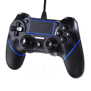 Issten PS4 Wired Game Controller,USB Wired Dual Vibration PS4 Gamepad Joystick for Playstation 4/PS4 Slim/PS4 Pro PC Cable Length 6.5ft Black&blue