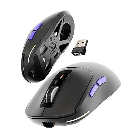 Kreo Pegasus 58 GMs Ultra Lightweight Wireless Gaming Mouse, Top PixArt Sensor, 6 Programmable Buttons, Wired, Bluetooth & 2.4G Connectivity Gaming Mouse, DPI upto 26000, Customizing Software Included