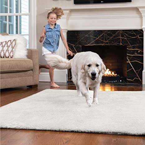 GORILLA GRIP Original Faux-Chinchilla Area Rug, 5x8 FT, Many Colors, Soft Cozy High Pile Washable Kids Carpet, Rugs for Floor, Luxury Shag Carpets for Home, Nursery, Bed and Living Room, Ivory