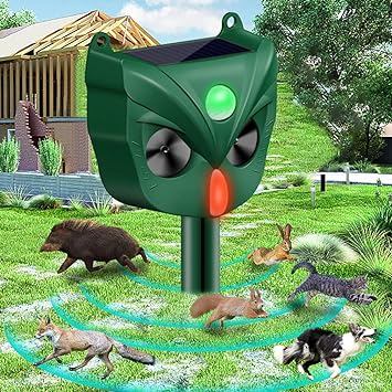 Animal Repeller,Solar Ultrasonic pest Repellent,Waterproof Motion Detection LED Flash Light, Cat Repellent Outdoor Garden, Dog, Squirrel, Raccoon, Skunk, Rabbit, Rodent, Fox, Deer, etc.