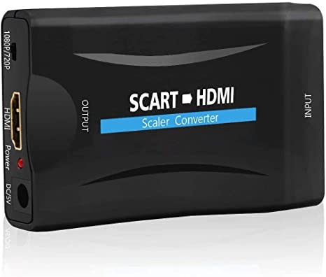 QGECEN SCART to HDMI Converter, SCART to HDMI Adapter for STB VHS VCR WII Xbox PS1 PS2 PS3 Old DVD Player Set Top box, Support HDMI 720P/1080P Video Audio Output
