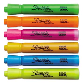 Sharpie Accent Tank-Style Highlighters, 6 Colored Highlighters (25076),Case of 72