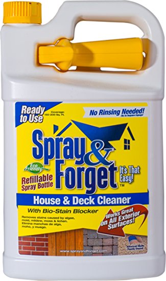 Spray & Forget House & Deck Cleaner with Nestable Trigger, 1 Gallon Bottle, 1 Count, Outdoor Cleaner, Mold Remover, Mildew Remover