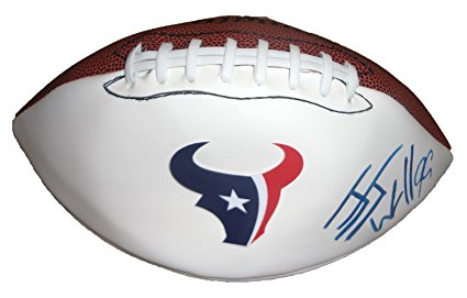 JJ Watt Autographed Houston Texans Logo Football W/PROOF, Picture of JJ Signing For Us, Houston Texans, Wisconsin Badgers, Pro Bowl