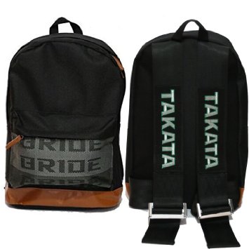 Kei Project JDM Bride Racing Backpack Seat Fabric Straps Harness Zipper Padded Bonus Takata Keystrap Dark Gradation pouch  Black Straps