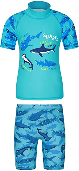 Mountain Warehouse Kids Printed Rash Guard & Shorts - UPF50  Swimwear