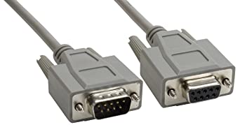 Amphenol CS-DSNULW29MF-025 DB9 Male to DB9 Female Null Modem Cable, Full Handshaking, 25', Gray