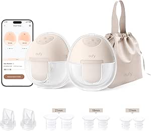 eufy Wearable Breast Pump E10, Hands-Free Electric Breast Pump with App Control, Hospital Grade Suction for More Milk, Personalized Smart Rhythm, Portable,17mm - 24mm Flanges, Leak-Proof & Ultra-Quiet